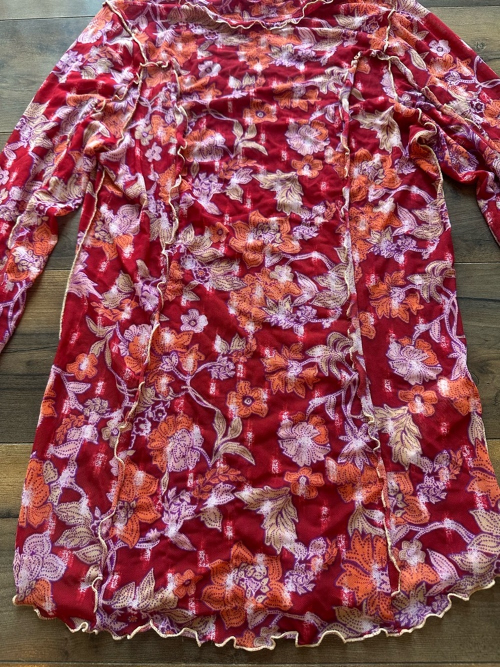 Free People Floral Mesh Top Red Sheer Y2K Fairy Grunge Festival - Picture 6 of 9